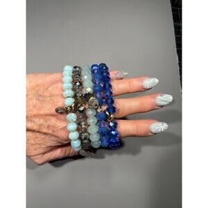 Ermish Stack of five bracelets in Blue/Gray Tones